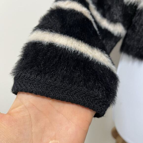 J Crew Womens Striped Brushed Yarn Cardigan Jacket Size S Black Old Money Preppy - Picture 6 of 9